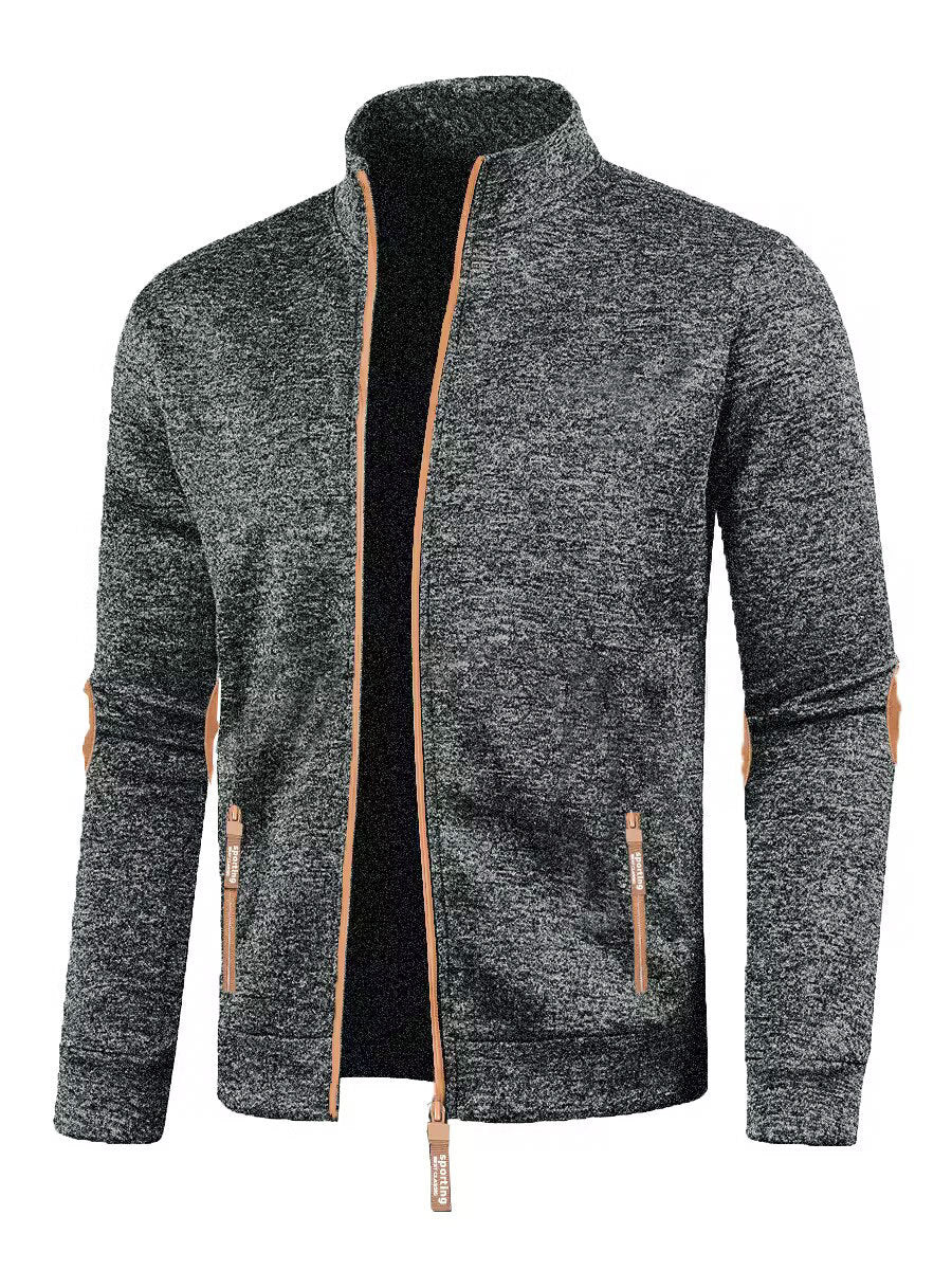 Men's Long Zipper Sweater Sleeve Light Fleece Coat Plus Size
