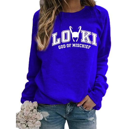 Printed Crew Neck Sweatshirt Autumn And Winter European And American Style Women Top Loose Fashion