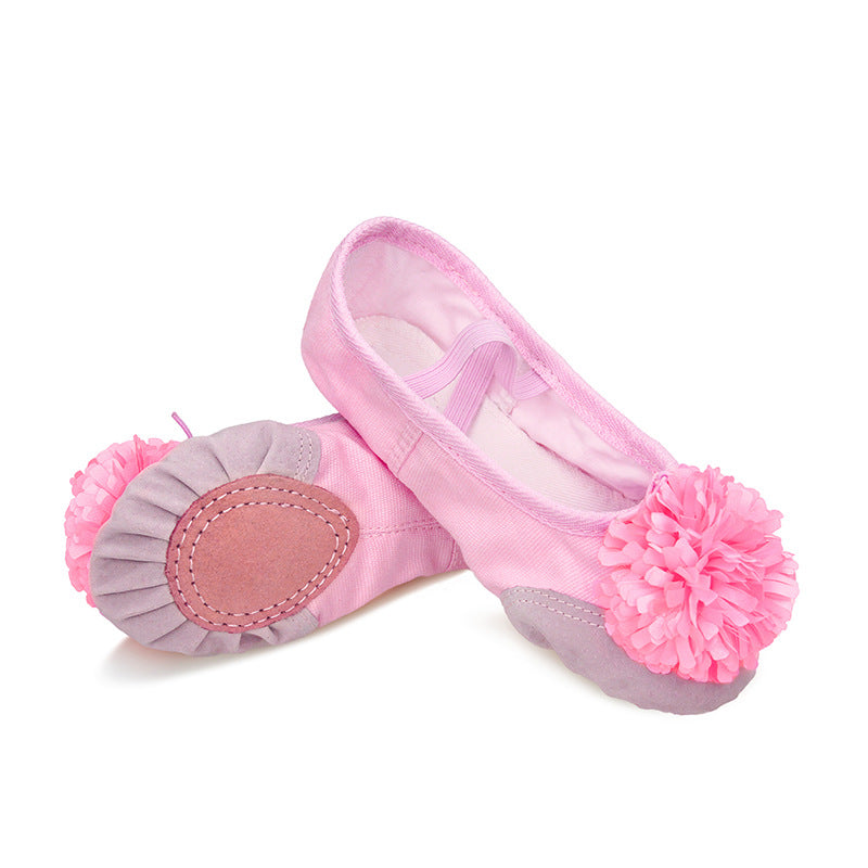 Children's Flat-bottomed Exercise Flower Ballet Shoes