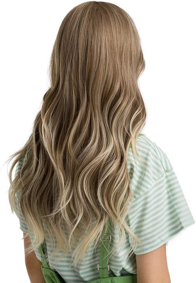 Women's Brown Bangs Long Curly Hair