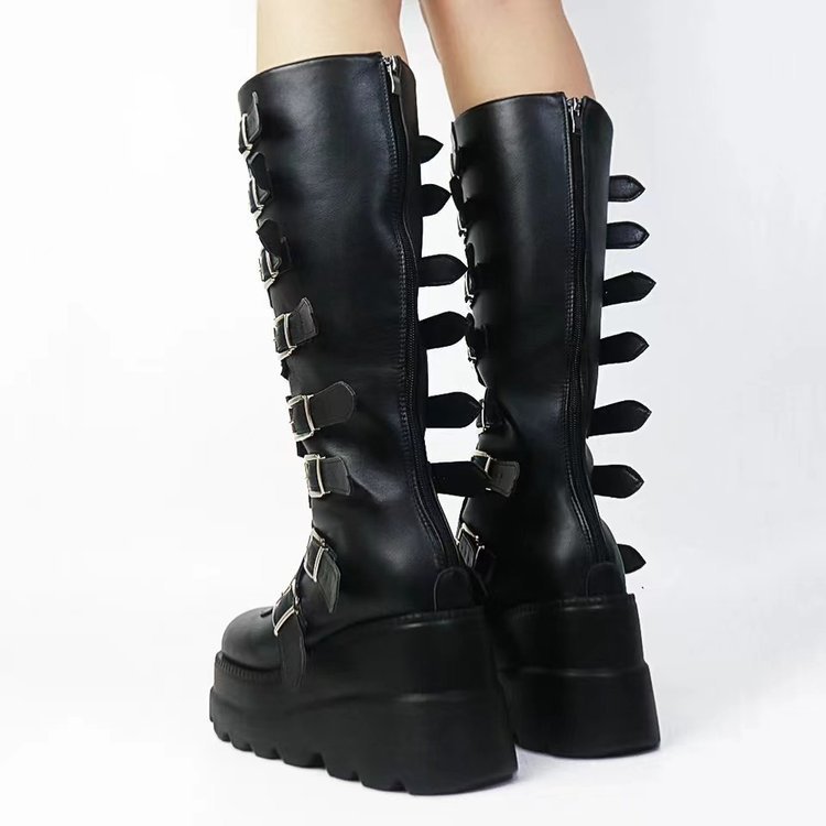 European And American Metal Buckle With Platform High Leg Boot