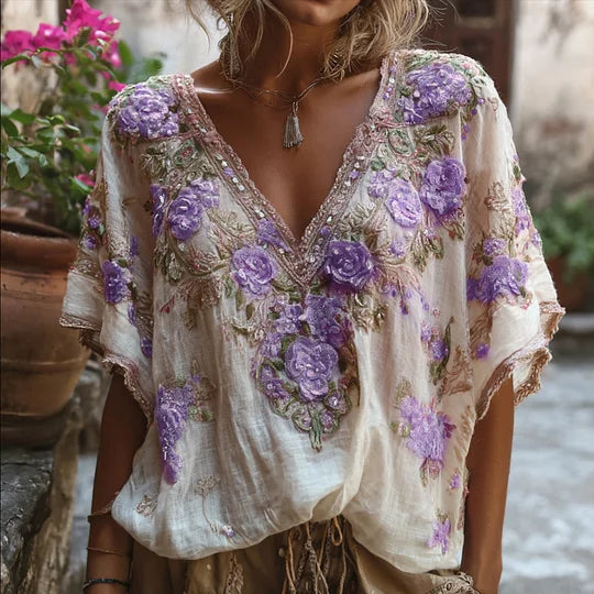 Elegant New Style Jacquard Off-shoulder Short Sleeve Top