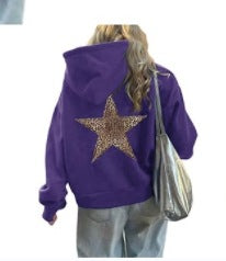Women's Fashion XINGX Printed Loose Hooded Sweater