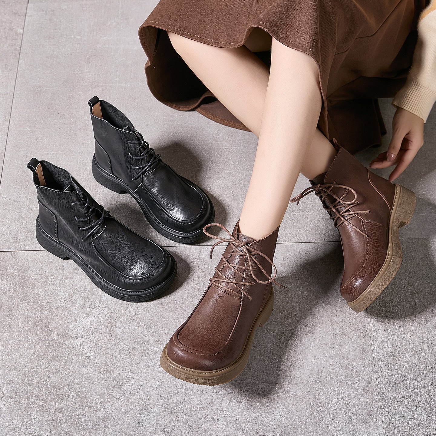 Womens High-top Leather Shoes