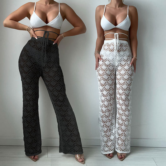 Women's Beach Hollow-out Casual High Waist Bikini Sun-proof Trousers
