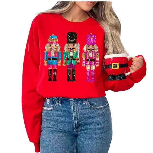 Women's Christmas Sweet Sequins All-match Long-sleeved Sweater