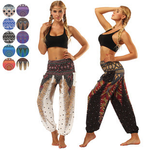 Ethnic Digital Printing Women's Ankle-tied Loose Sports Yoga Pants Leisure Bloomers Dance Pants