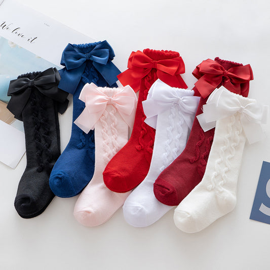 Double Bow Princess Baby Tube Socks 0 To 3 Years Old Lolita Dress Socks
