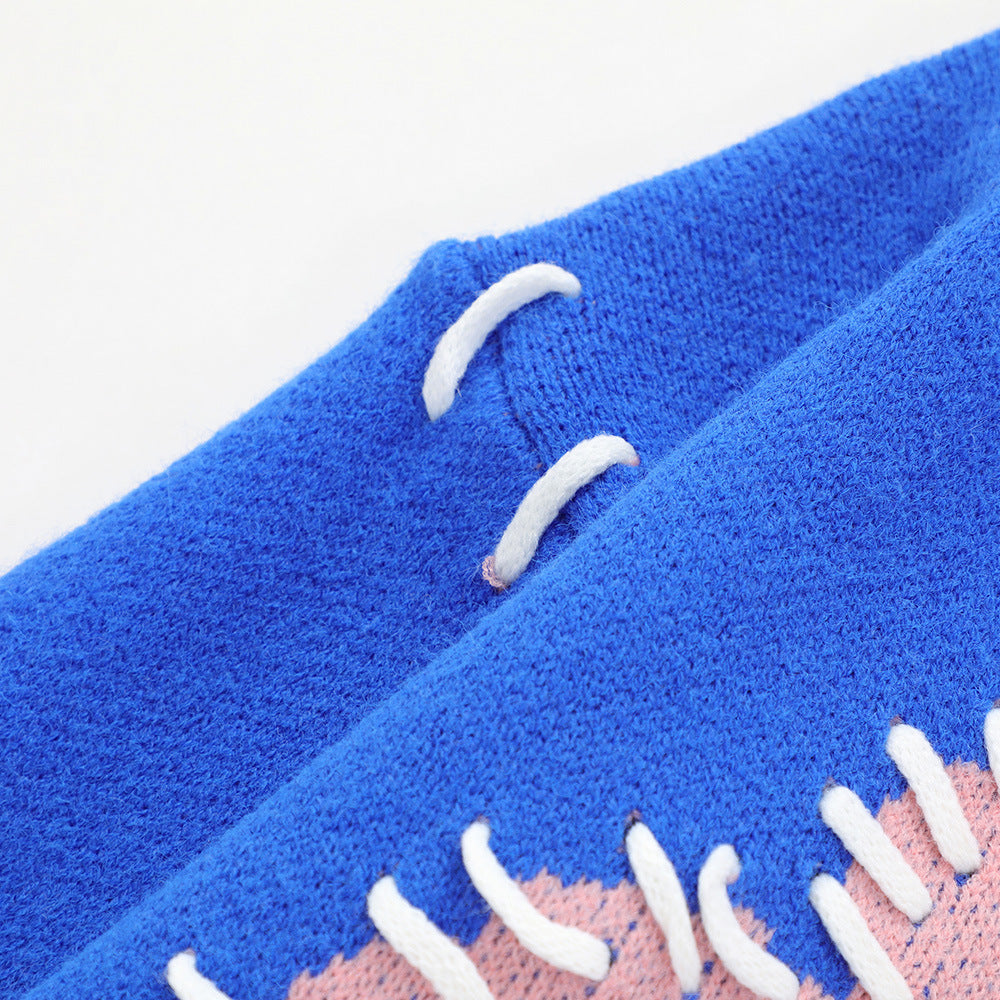Sewn Design Feel Flower Pullover Sweater Men