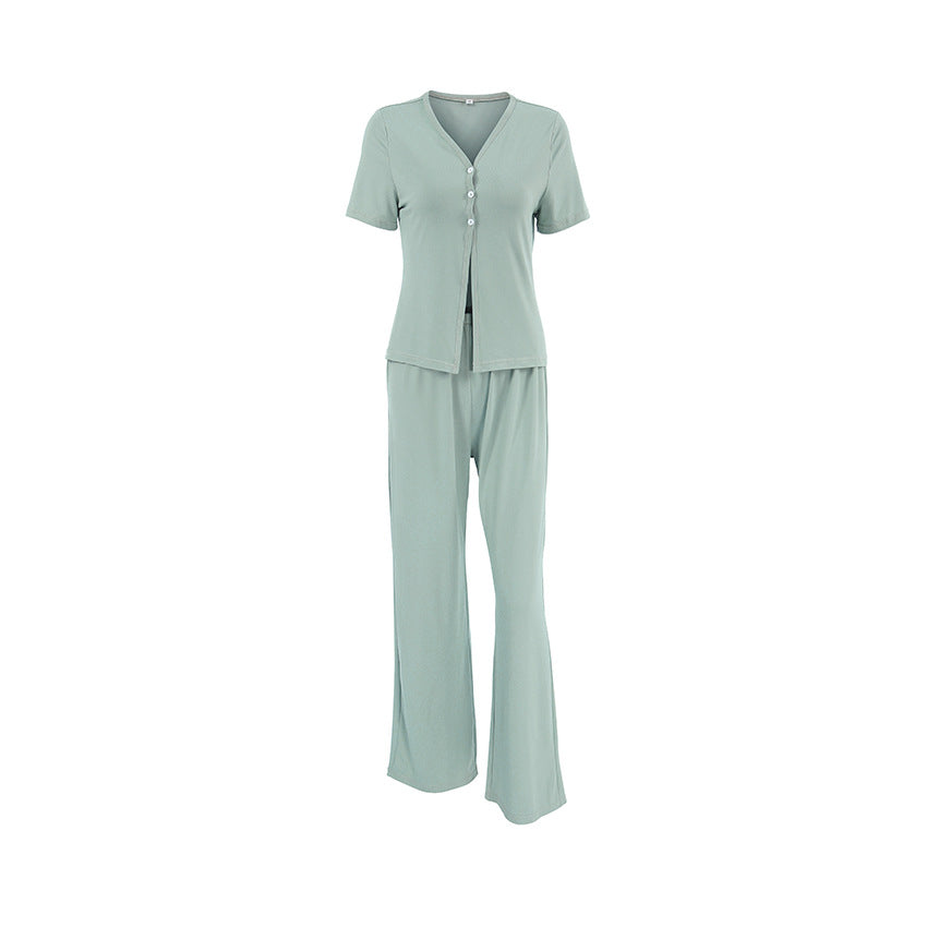 SpringSummer Brushed Knit Loose And Cozy Short-Sleeve Pants