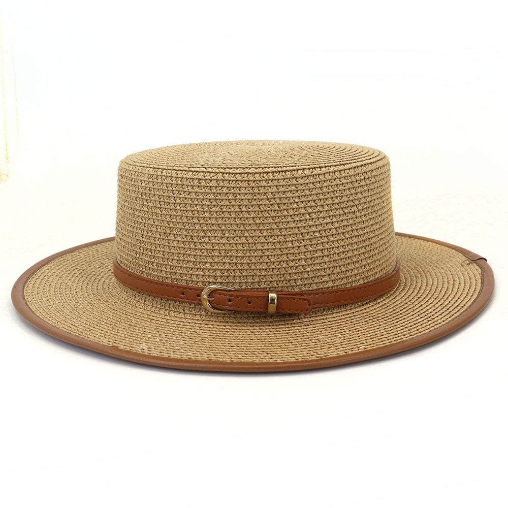 Belt Buckle PU Covered Sun Hat Ladies Protection