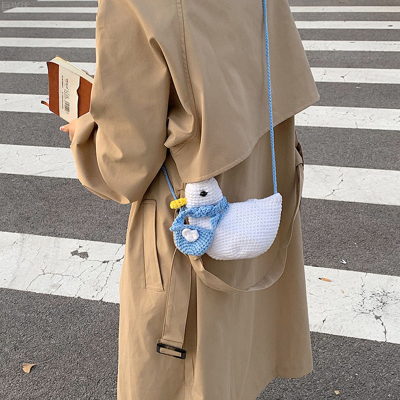 Cute Cartoon Wool Little Duck Knitted Shoulder Bag