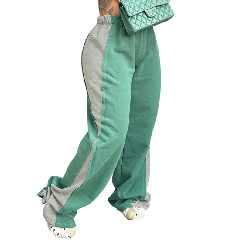 Street Fashion Color Contrast Loose Sweatpants Women's Casual Pants