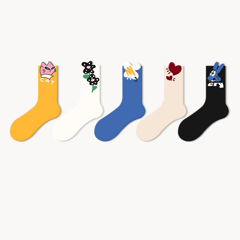 Japanese Lovely Flower Breathable Tube Socks