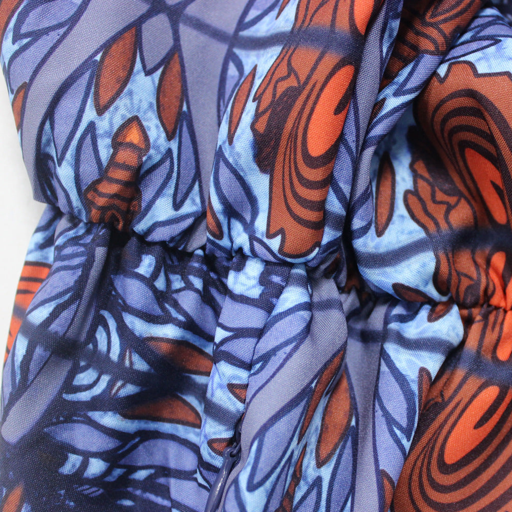 Contrast Print Zip-Up Long Bodysuit