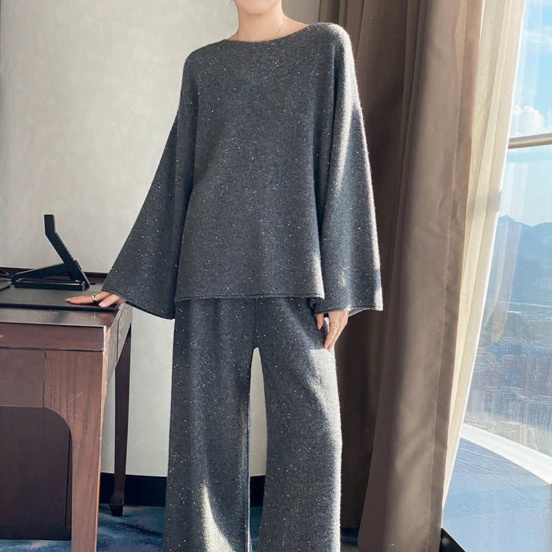 Dame Turtleneck Sweater Moderigtigt To-delt Sæt Med Tykke Bukser