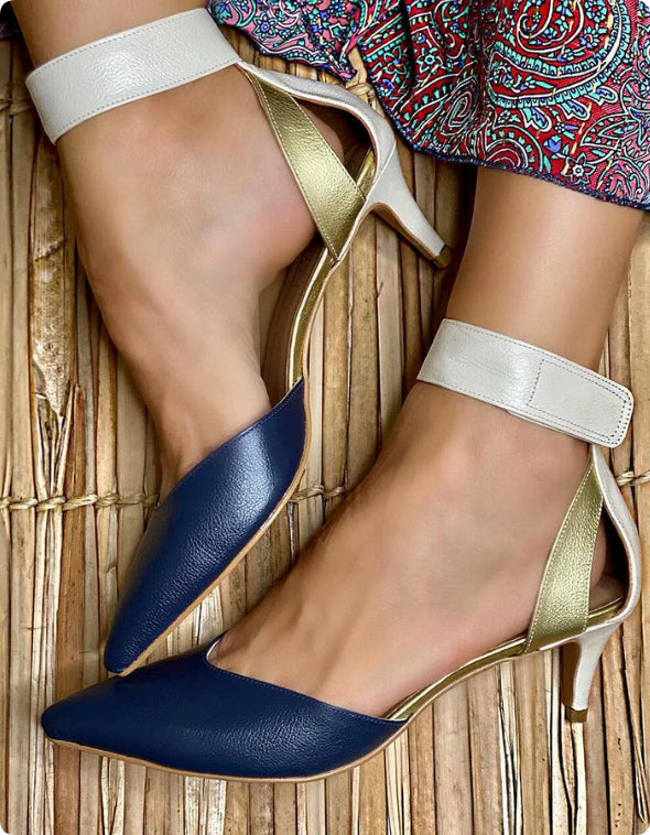 Middle Heel Fine Heel Color Matching Matching Hollowed Sandals