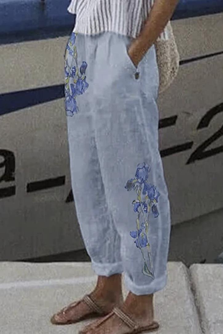 Women's Printed Fashion Graffiti Loose Pockets Casual Straight Trousers