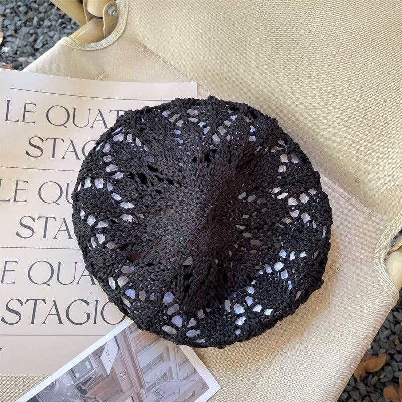 Hollowed Out Hook Flower Beret Lady Breathable Dome Braid
