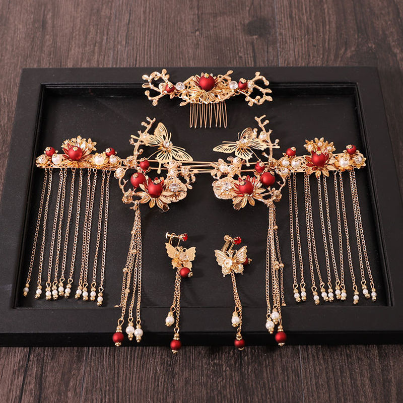 Chinese Style Bride Xiuhe Headdress Simple Phoenix Crown
