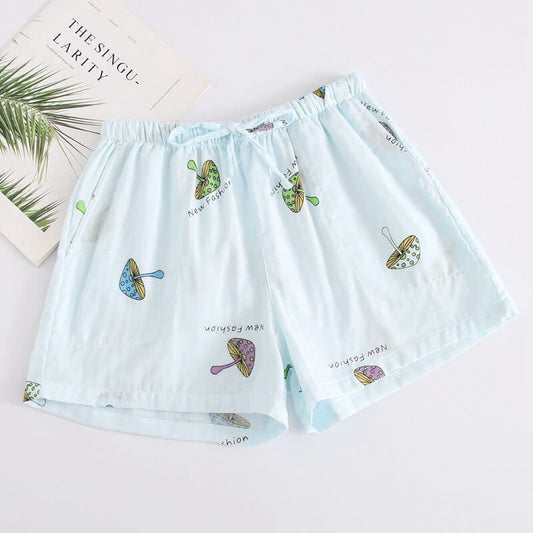 Pyjamasshorts i dobbeltlags bomuldsgaze