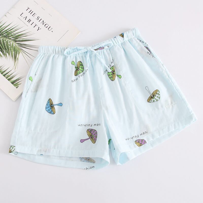 Cotton Double-layer Gauze Three-point Pajama Pants