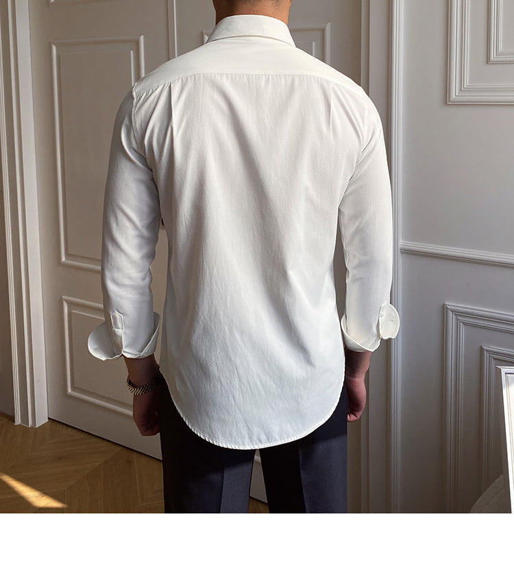 Men's Business Large Pointed Collar Slim-fit Long-sleeved Shirt
