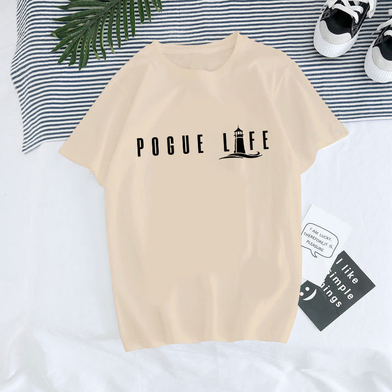 Europæisk og amerikansk digital rundhalset printet sommer T-shirt