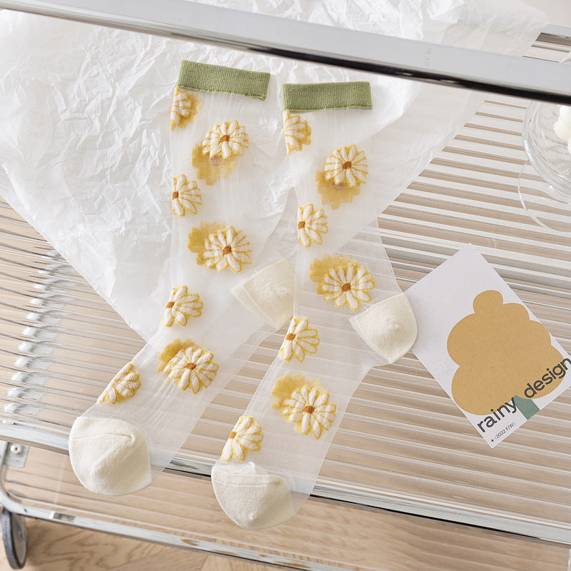 Medium Tube Socks With Transparent Tulip