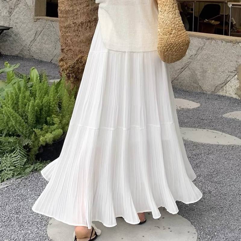 Elastic Waist Cross-body Slimming Dress Big Hem Umbrella Skirt
