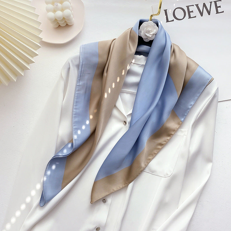 Simple  Wild Fashion Color Matching Color Simulation Silk Square Scarf