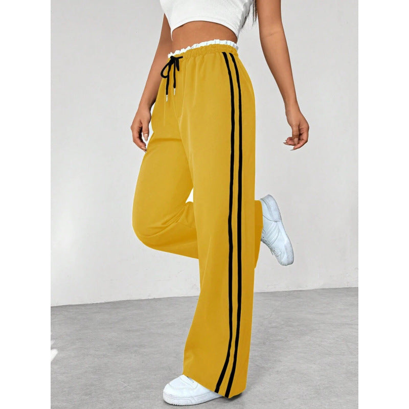 European And American Black Sports Straight Pants Leisure Commute