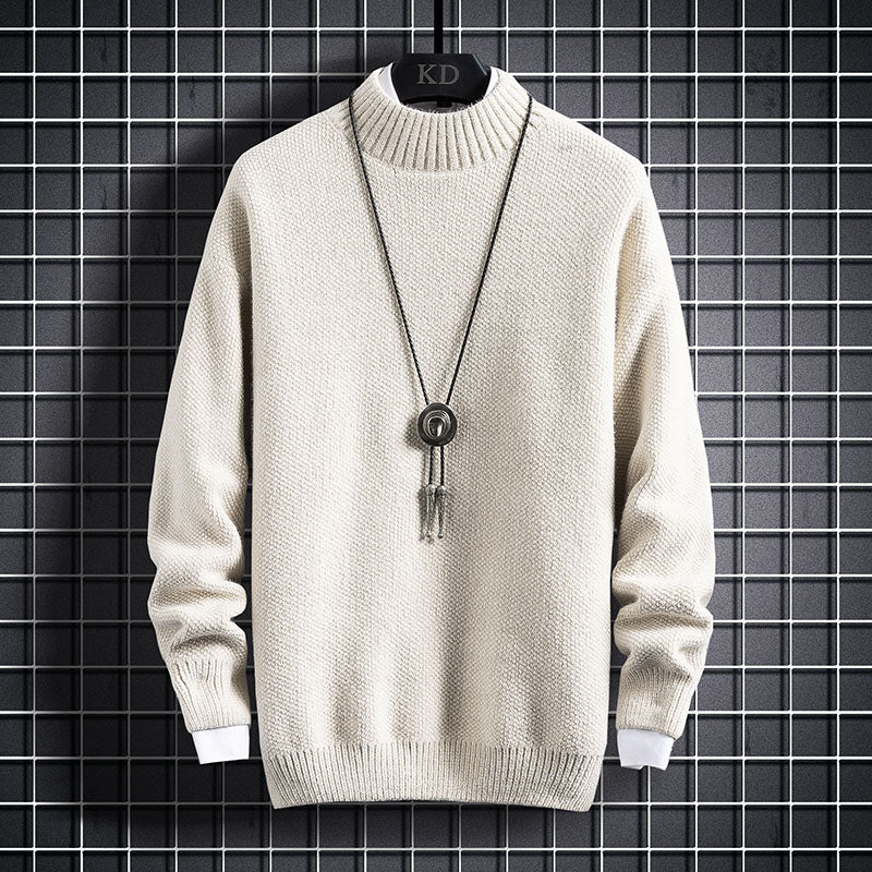 Vinter Plus Fleece Tyknet Studerende Mellemhøj Krave Varm Underdel Sweater