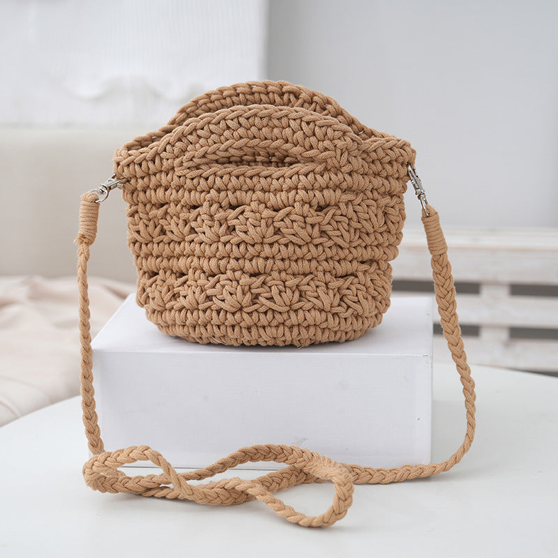 Women's Versatile Cotton Rope Woven Shoulder Bag