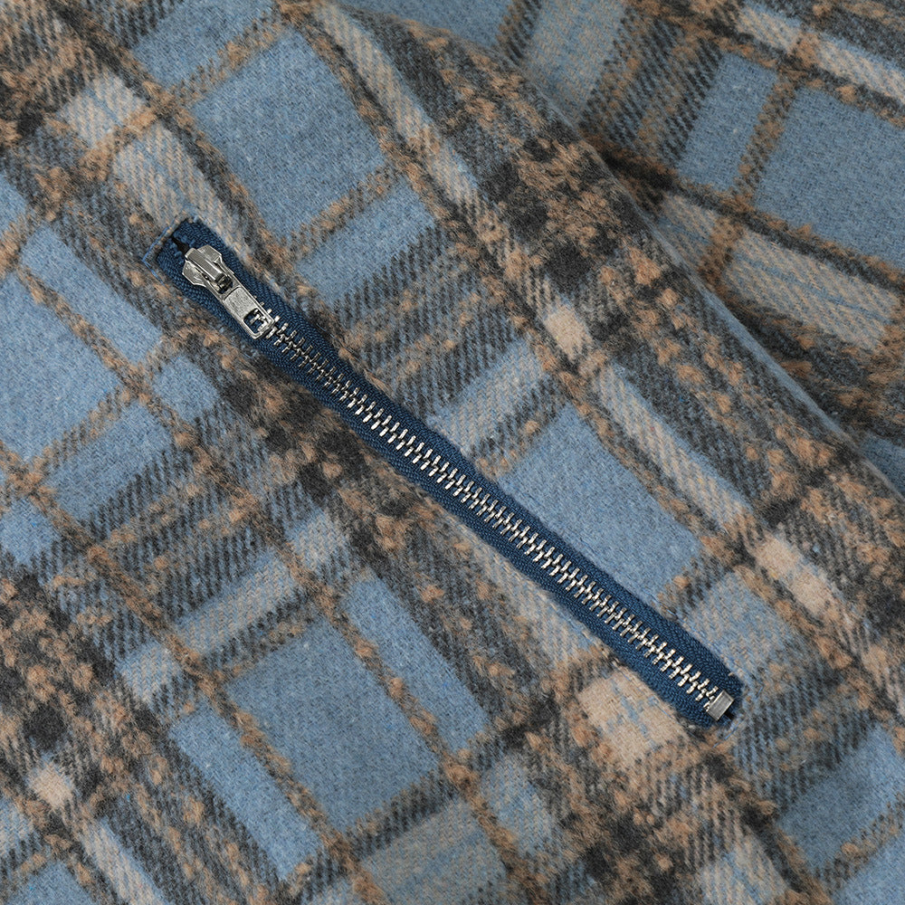 American Color-contrast Check Polo Collar Jacket Men's