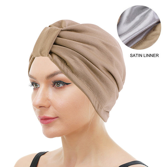 Double-layer Satin Cotton Headscarf Cap Ethnic Turban-style Headwear