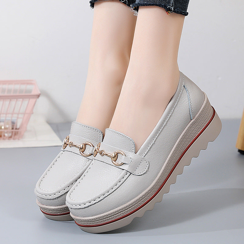 Slip-on Oversized Shoes Comfortable All-match Leather Shoes For Women