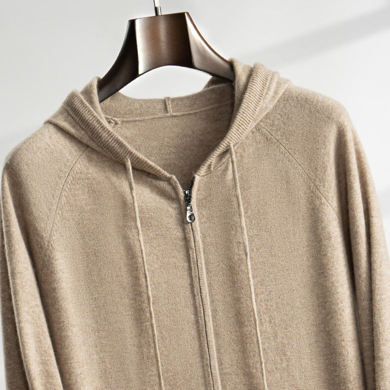 Zip-up strikcardigan i cashmere til mænd