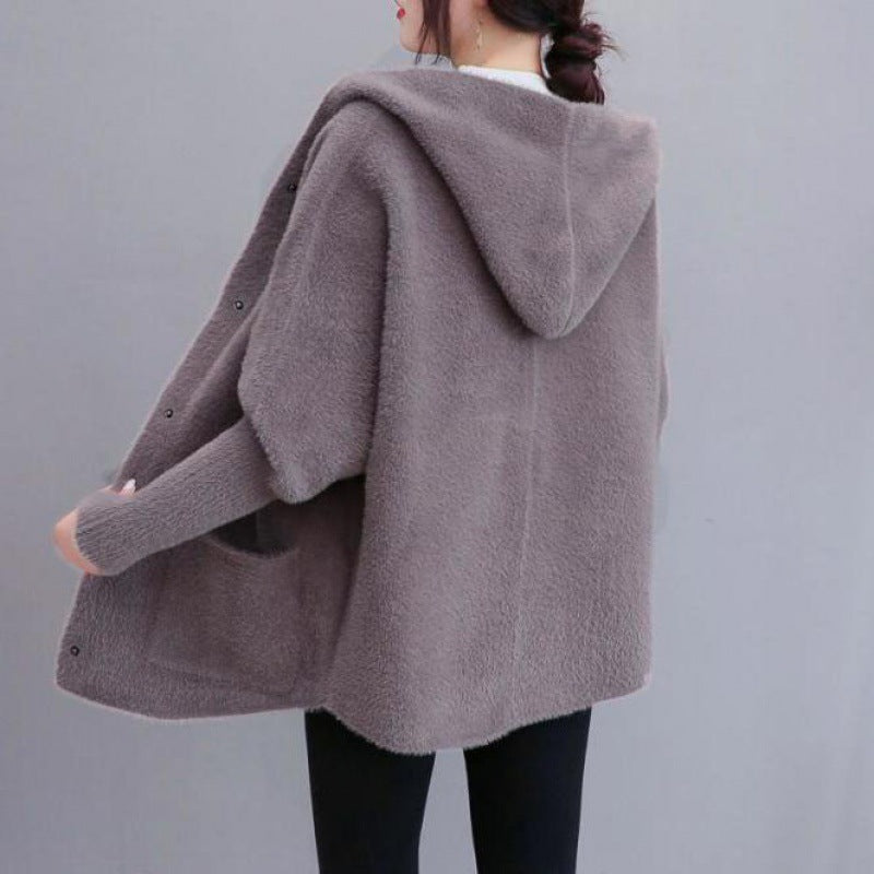 Loose All-matching Thickened Double-sided Velvet Knitted Cardigan