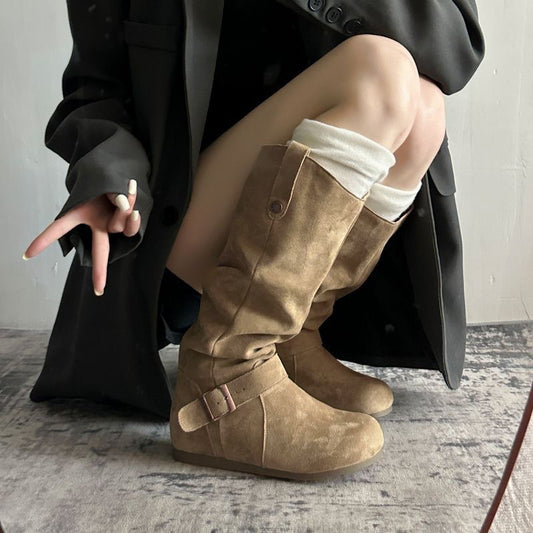 Womens Fashionable Vintage Denim Long Boots