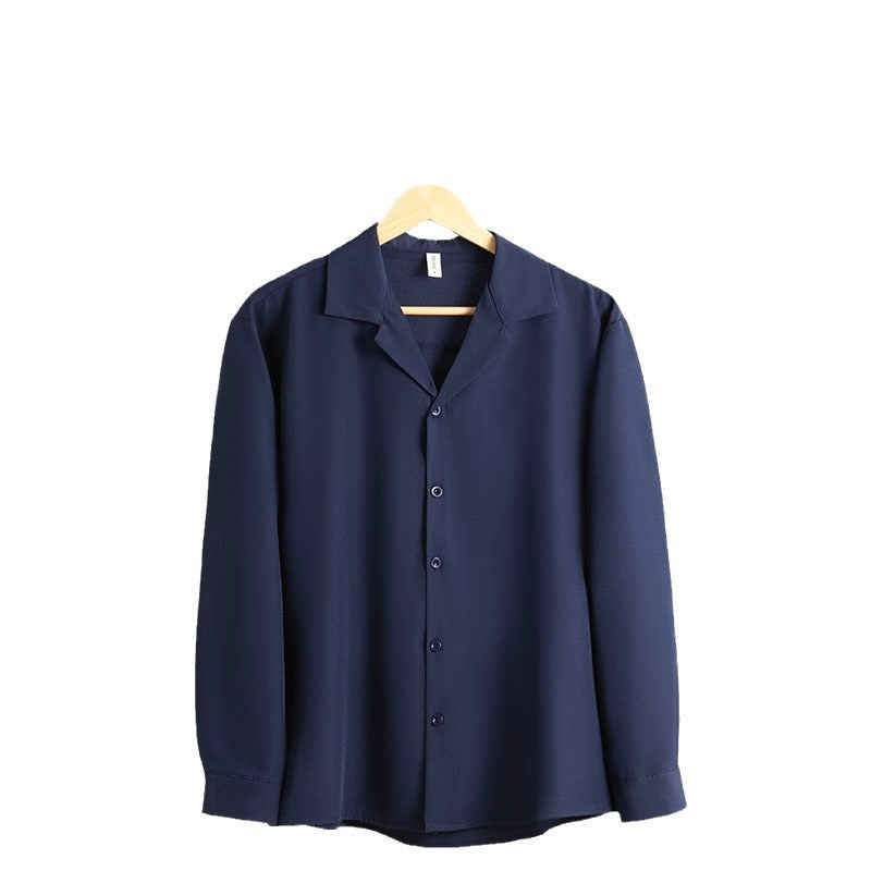 Youth Lapels Solid Color Long Sleeve Shirt