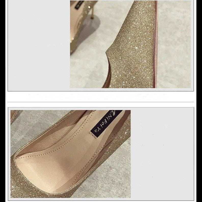 Low Top Korean Style Pointed Thin High-heeled Shoes