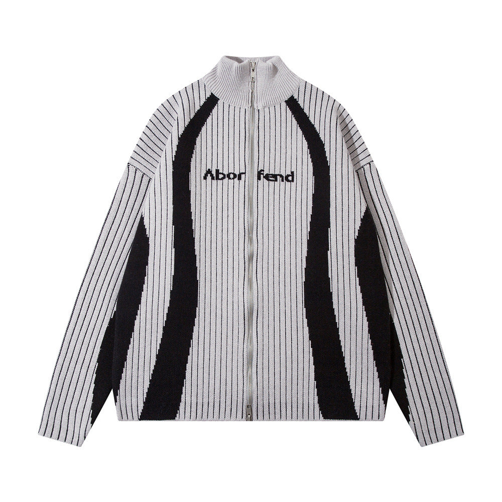 Men's Fashion Stripe Knitted Sweater Coat