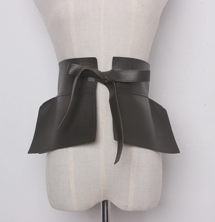 New European Style Fashion All-match Super Wide Bow Tie Belt Women's Wide Girdle