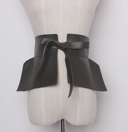 New European Style Fashion All-match Super Wide Bow Tie Belt Women's Wide Girdle