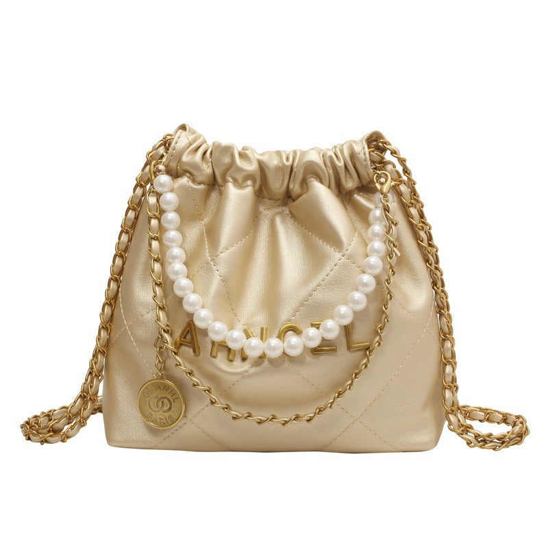 Women's Diamond Chain Messenger Bag Pearl