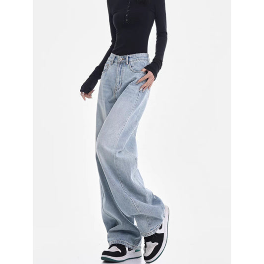 Lyseblå højtaljede jeans Matchet bukser Dame Lige