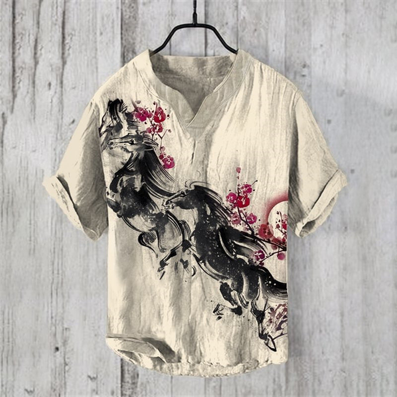 New Men's Long Sleeve Shirt 3D Stripe Print