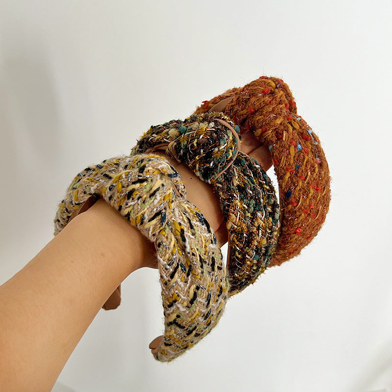 Classic Style Dark Coffee Wool Knot In The Middle Headband