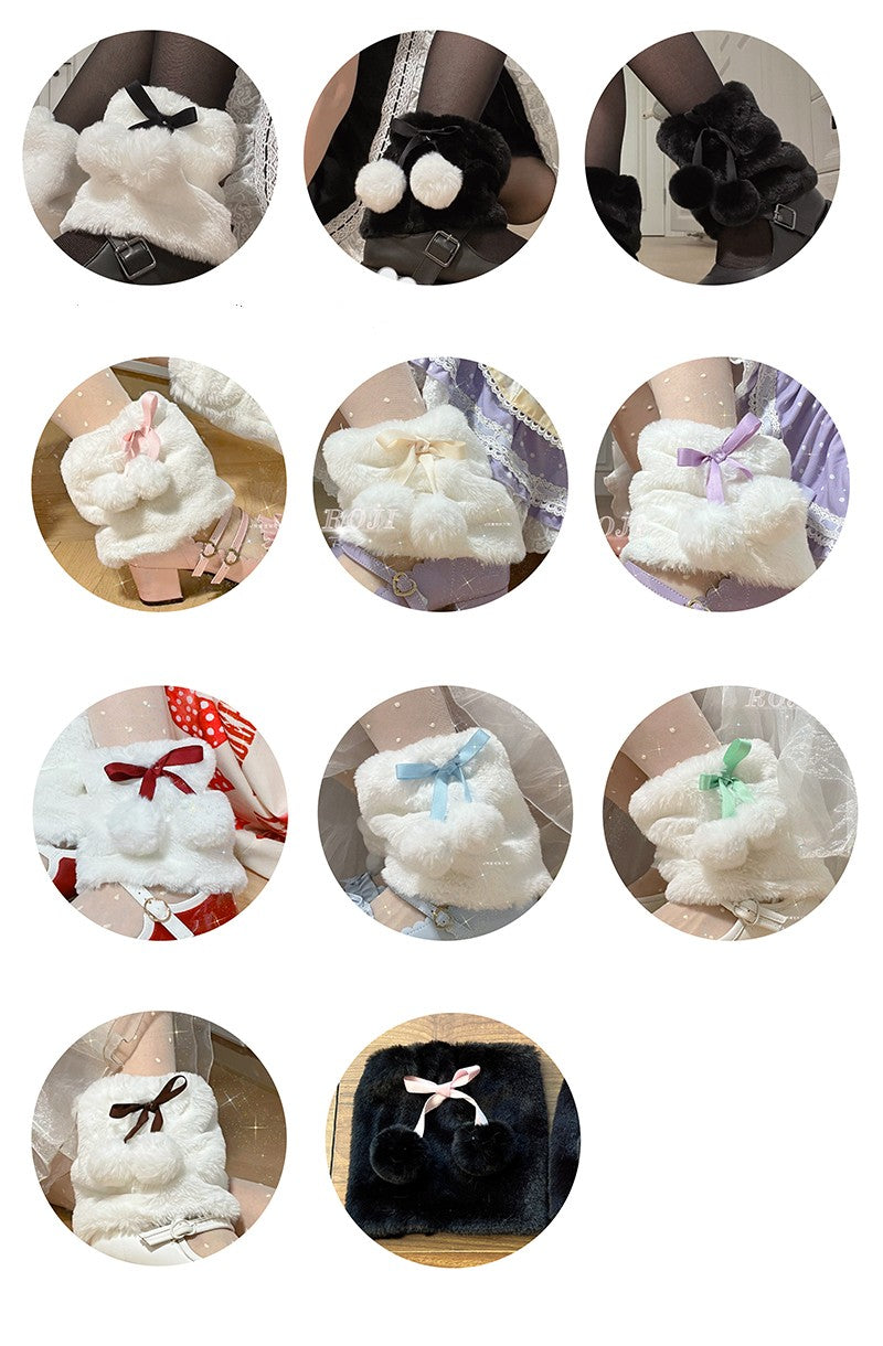 Rabbit Plush Stocking Jacket Winter Warm Solid Color Fur Ball Lolita
